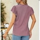 thumbnail image 4 of Camisa de manga corta con cuello en V, camisa con ojales y volantes para mujer Camisa de manga corta con cuello en V y volantes para mujer, estética elegante, 4 of 6