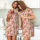 thumbnail image 4 of Fotbe Strawberry Floral Bata de Dormir para Mujer con Estampado, Camisón de Algodón de Manga Corta, Ropa de Dormir Casual, 4 of 6