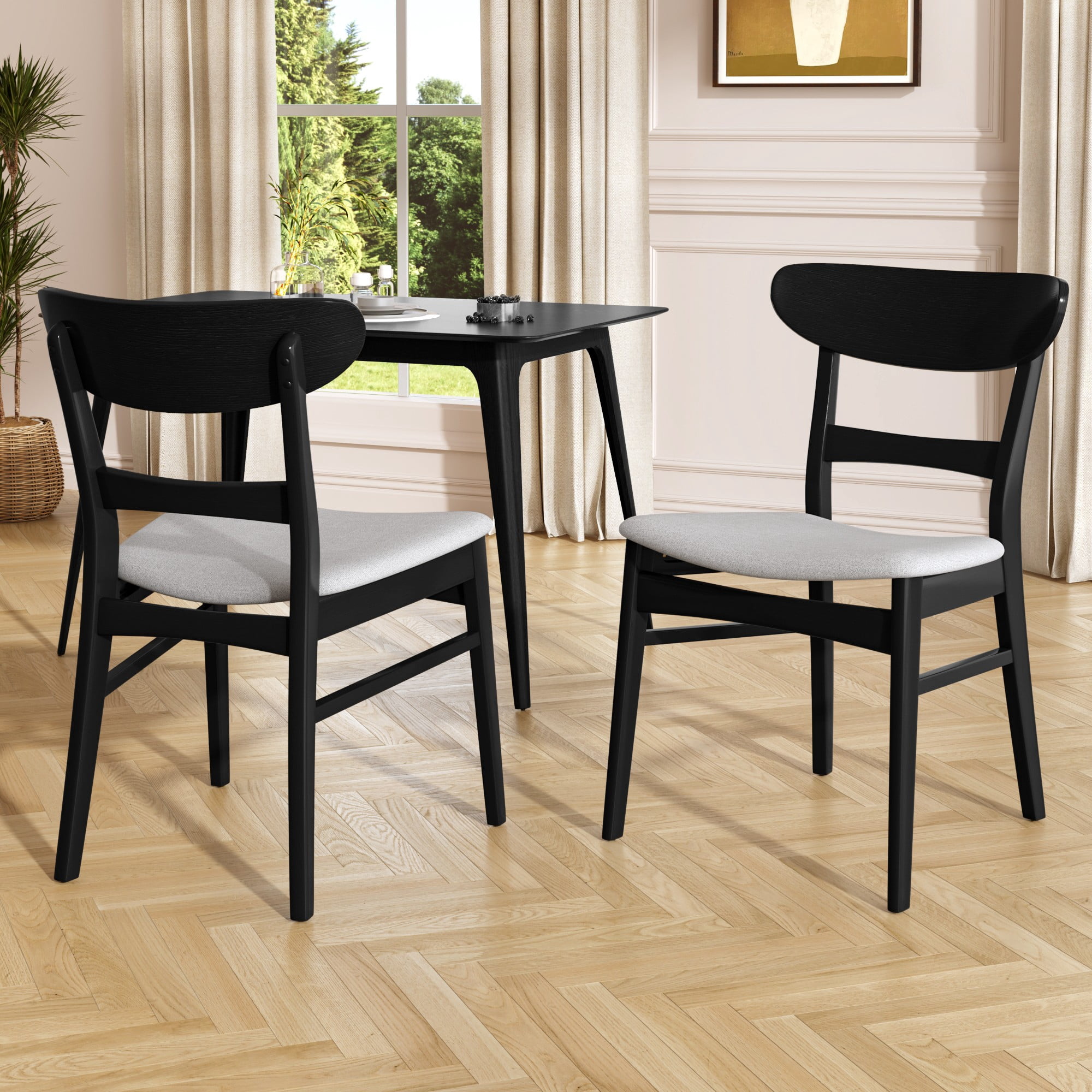 Aukfa 18"H Upholstered Side Chairs Set of 2, Mid Century Modern Dining Chairs with Curved Backrest for Kitchen, Dining Room, Living Room, Gary
