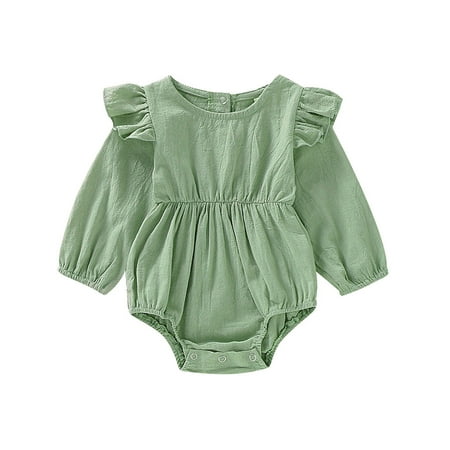 

THE WILD ToddlerBoys Girls Long Sleeve Solid Print Ruffles Romper Bodysuit Clothes
