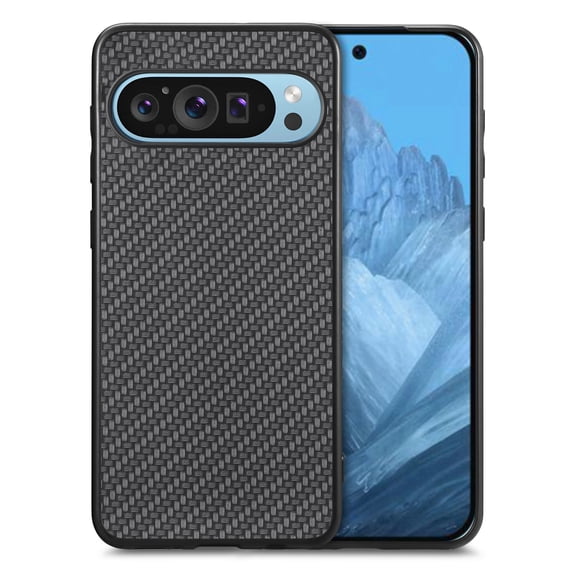 for Google Pixel 10a Case, Carbon Fiber Leather Slim Protective Cover, Full Protection Strong Impact Resistance Smartphone Protection for Google Pixel 10a, Black