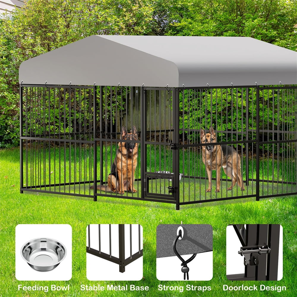 10X10X6FT Large Dog Kennel Outside Heavy Duty Outdoor Dog Cage House with Weatherproof,Galvanized Iron Pet Playpen with Safety Locks,UV & Water Resistant for Medium and Large Dogs,Easy Assembly