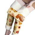 thumbnail image 3 of Kaondbfi Tights for Women Autumn Pumpkin and Maple Print Velvet Leggings Tights High Waist Warm Elastic Skinny Pants, 3 of 4