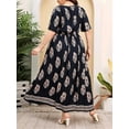 thumbnail image 5 of Women Plus Size Short Sleeve Dress Loose Summer Casual A-Line Flowy Midi Dresses Navy Blue XXL, 5 of 6