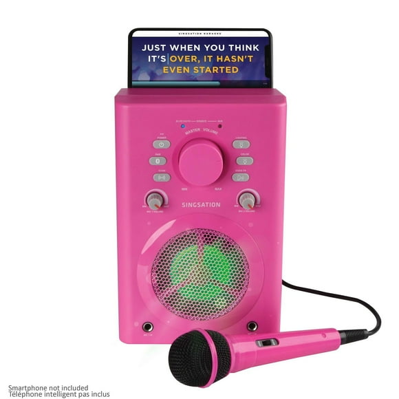 Machine de karaoké Bluetooth Singsation classique avec microphone filaire - Rose