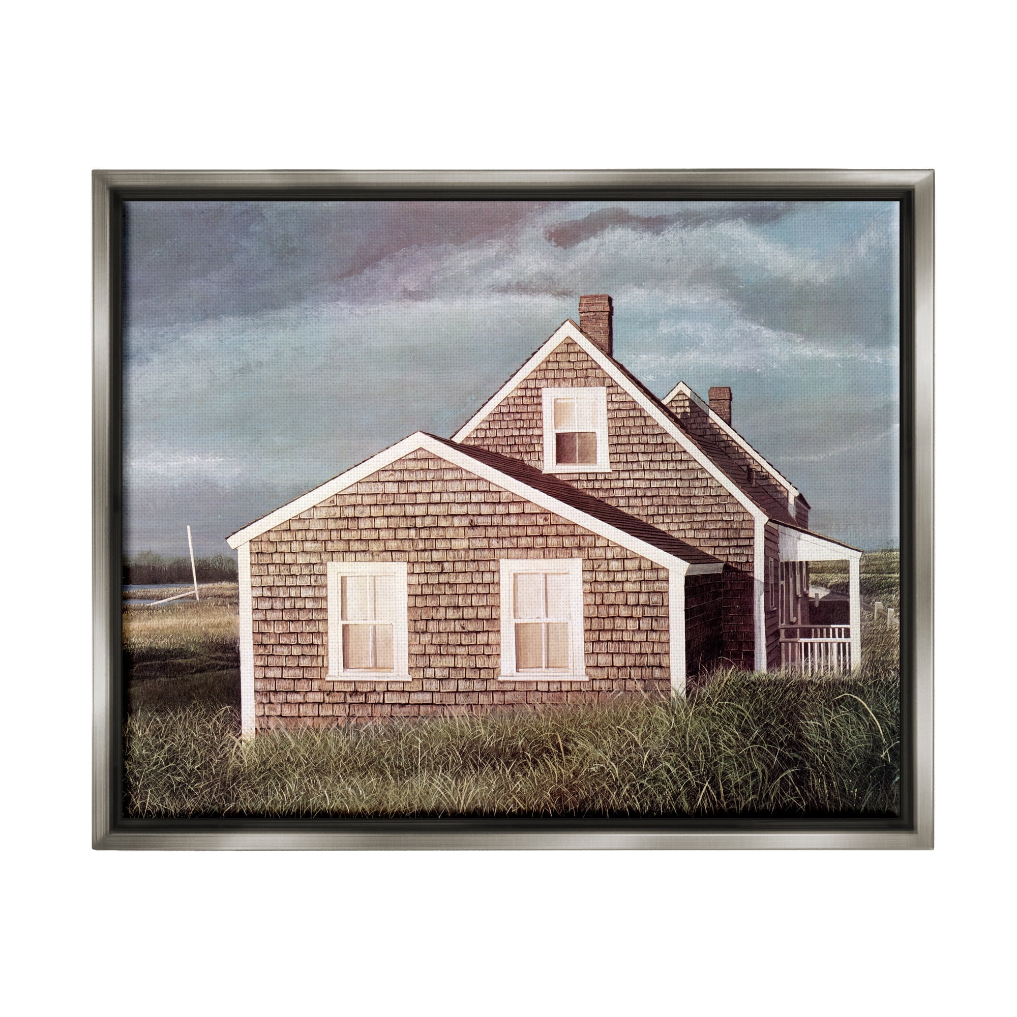 Stupell Industries Coastal Home Atmospheric Beachside Cloudy Sky Photograph Luster Gray Floating Framed Canvas Print Wall Art, Design by Tom Mielko