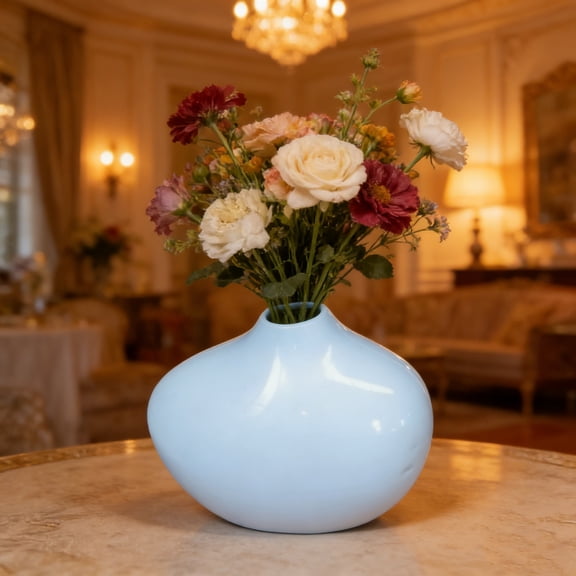 Modern White Plastic Vase for Table Centerpieces, Dried Flowers and Pampas Grass, Small Decorative Vase for Home Office Shelf Decor