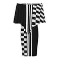 thumbnail image 5 of Stylish Black And White Check And Stripes Women's Off The Shoulder Ruffles Summer Wedding Guest Loose Casual Party Beach Dress, 5 of 9