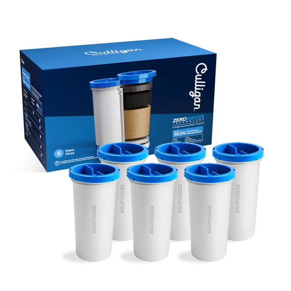 Culligan with ZeroWater Technology Filter Replacement,  5-Stage Advanced Water Filter – 6 Count