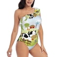 thumbnail image 3 of Gaeub Farmfield with Cute Animals Women's One Shoulder Ruffle Tummy Control Swimwear for Swimming Surfing Beach Party - X-Large, 3 of 8