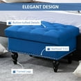 thumbnail image 6 of HOMCOM Ottoman with Storage for Living Room, 25" Storage Ottoman with Removable Lid, Button-Tufted Fabric Bench for Footrest and Seat with Wood Legs, Blue, 6 of 9