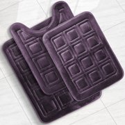 Velvet Memory Foam Bathroom Rugs Ultra Soft Bath Mat Rug Non Slip Waffle Design