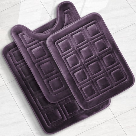 Velvet Memory Foam Bathroom Rugs Ultra Soft Bath Mat Rug Non Slip Waffle Design