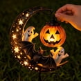thumbnail image 7 of Halloween Solar Garden Stake Lights, 34 Inch Pumpkin Ghost Bat Pathway Lamp with LED Lanterns, Waterproof Outdoor Solar Yard Ground Light, Halloween Decorations for Lawn Patio Fence, 7 of 7