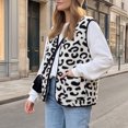 thumbnail image 6 of Womens Casual Sleeveless Vest Leopard Print Button Down Loose Fit Fall Winter Daily Layering Outerwear, M, 6 of 7