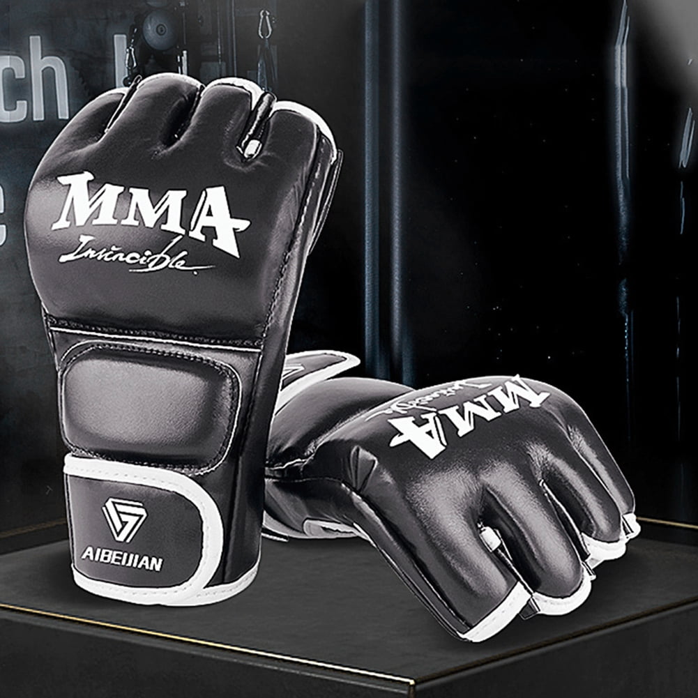 BLEEUS Half Finger Boxing Gloves Wearable Pu Breathable Sports Equipment Fitness Supplies (Black M)