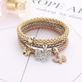 thumbnail image 5 of Pulseras para mujer, regalos para mujer, pulseras multicapa - 3 piezas de oro, plata y oro rosa, pulsera de cadena de maíz para mujer, pulsera elástica en forma de corazón, pulseras de moda, 5 of 5