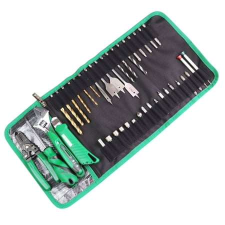 Compact Roll Up Tool Organizers Bag with Clear Zippers Mesh Pocket for Screwdriver Drill Bit Electrician Tool Management