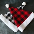 thumbnail image 2 of Walbest Classical Xmas Hat Plaid Print Soft Contrast Color Plush Ball Keep Warm Christmas Hat for Christmas Party, 2 of 7