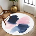 thumbnail image 2 of Round Rugs 5Ft, Navy Blue Pink Art Round Area Rug Washable Indoor Throw Carpet, Abstract Geometric Luxury Soft Non Slip Circle Rug for Cabinet Bathroom Home Decor Aesthetic, 2 of 8