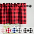 thumbnail image 3 of dinii Buffalo Plaid Curtains Valances for Windows - Black and White Semi Sheer Checkered Rod Pocket Valance for Living Room, Farmhouse, Bedroom, 54 x 18 Inches Length, 1 Panel, 3 of 6