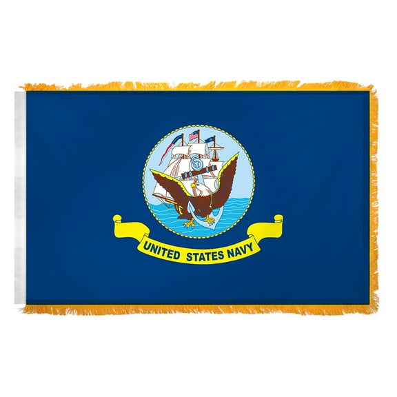 Indoor Navy Flag 3ft x 5ft Nylon w/ Fringe