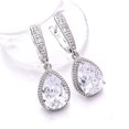 thumbnail image 3 of White Topaz & Cubic Zirconia Gemstone 925 Sterling Silver Earring 1.40" E75121, Handmade Jewelry, Dangle Earring, 3 of 4