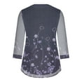 thumbnail image 4 of gakvbuo 3/4 Sleeve Tunics Tops For Womens Floral Blouses Shirts Double Layers V Neck Dressy Blouses Loose Fit Pleated Mesh Shirts, 4 of 4