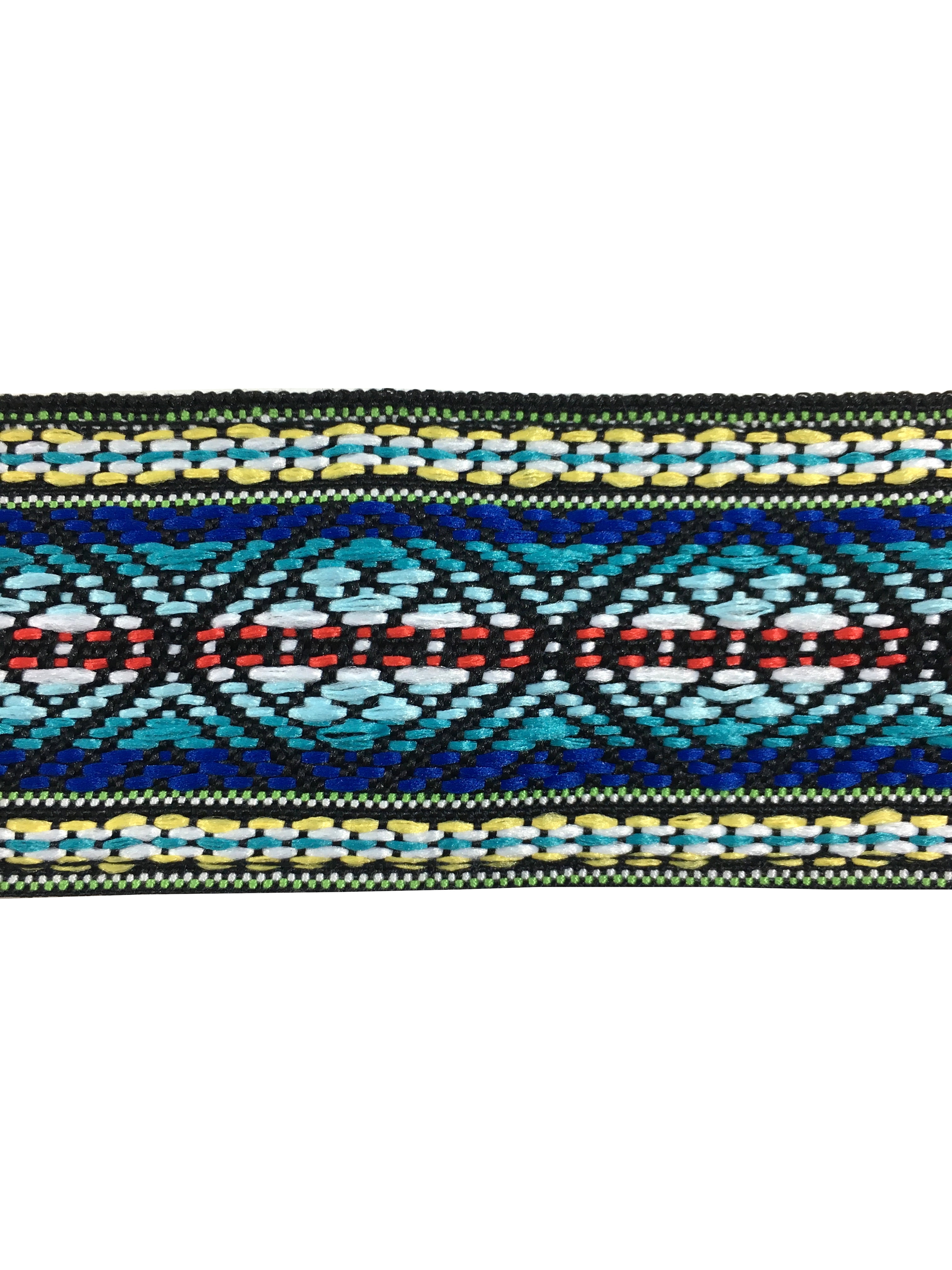 Ace Guitar Strap Vintage Style Jacquard Weave Blue Yellow