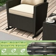 thumbnail image 5 of Costway 3 PCS Patio Wicker Rocking Set with Tempered Glass Table & Soft Cushions Outdoor Beige, 5 of 10