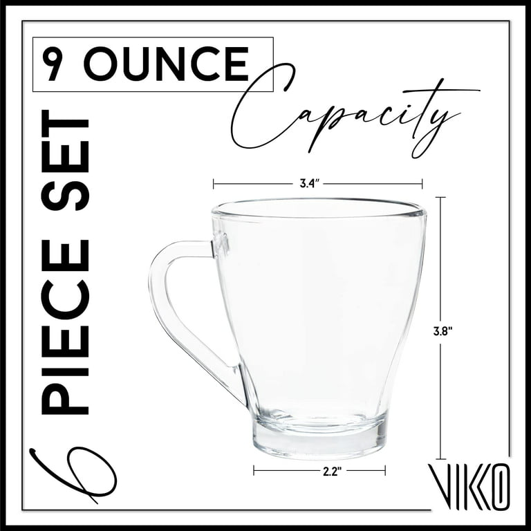 Vikko Taza de café transparente, tazas de café de vidrio transparente de  10.75 onzas, taza de café, …Ver más Vikko Taza de café transparente, tazas  de