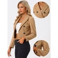 thumbnail image 2 of DARING DIVA Women's Notched Lapel Collar Office Cropped Blazer Jacket L Khaki, 2 of 6