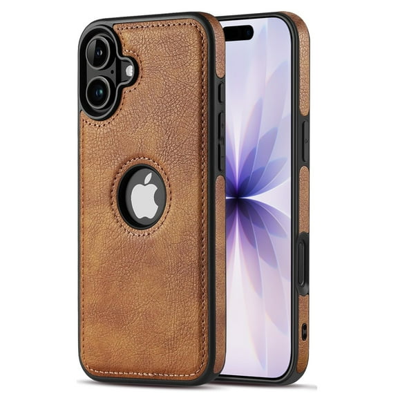 AIOVETEAB Compatible with iPhone 17 Case Premium Leather TPU Hybrid Case Cover,Brown