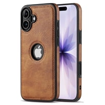 AIOVETEAB Compatible with iPhone 17 Case Premium Leather TPU Hybrid Case Cover,Brown