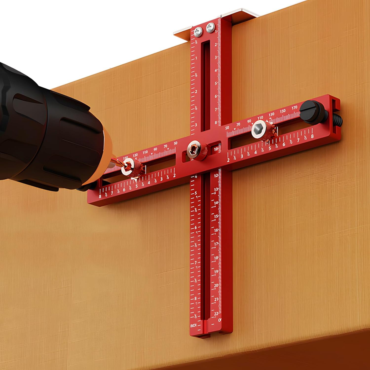 Cabinet Hardware Jig, Adjustable Drill Guide Template for Knobs and Handles, Marking Gauge Tools for Woodworking Fits 2.5" to 7.8" Spacing