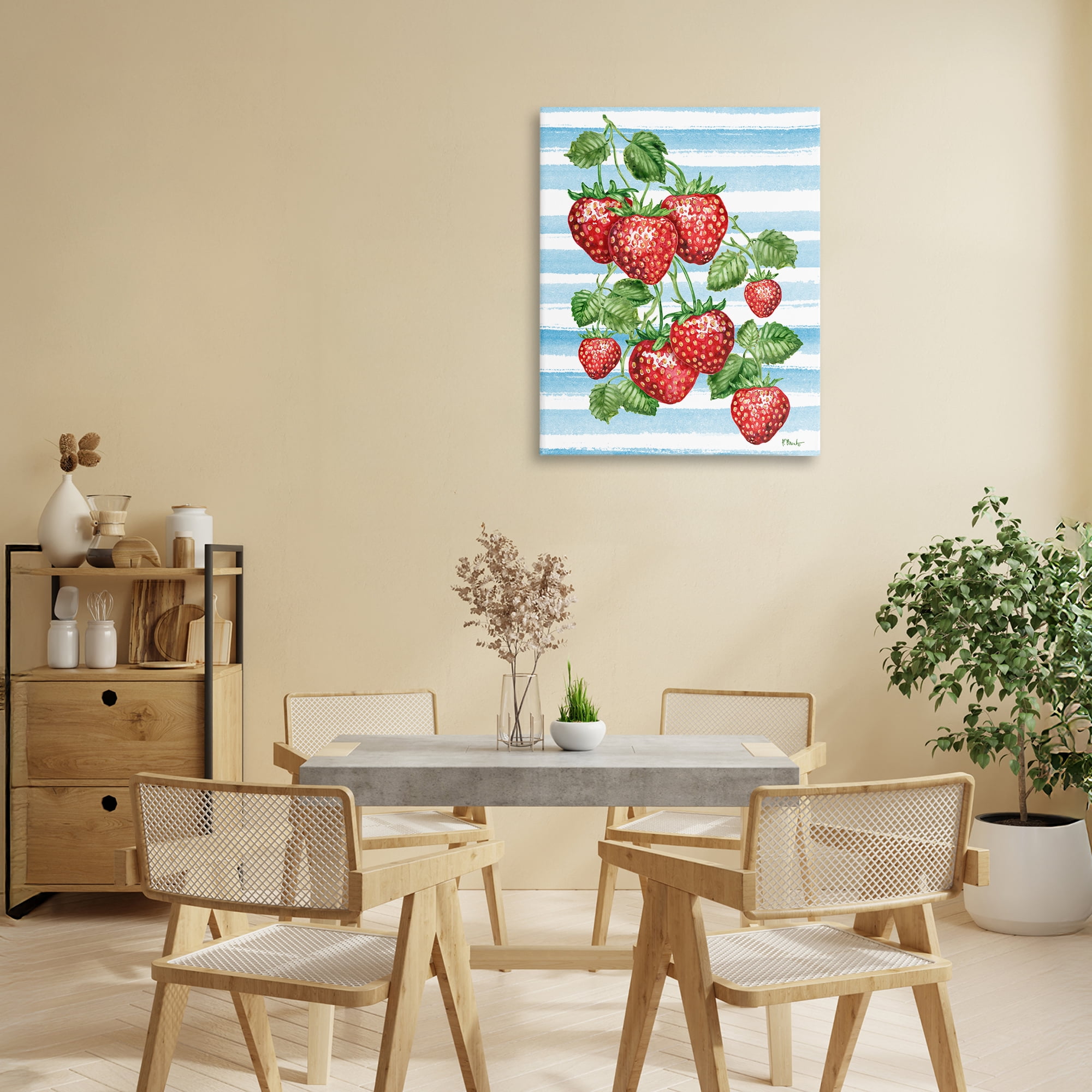Stupell Industries Juicy Strawberry Vine Canvas Wall Art, design by Paul Brent