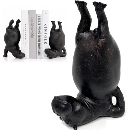 Bookends Funny Bookends Heavy Resin Acrobatic Bookend Holders Creative Notebook Stand for Farmhouse Modern Decor Compact Book Ornament for All Book Sizes (Black A)