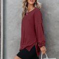 thumbnail image 6 of Oversized Sweatshirt for Women Waffle Knit Crewneck Sweatshirts Long Sleeve Side Slits Casual Pullover Tops, S-2XL, 6 of 6