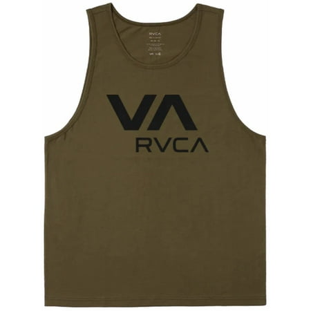 RVCA Men's Tank Top VA RVCA Logo Sleeveless Tee T-Shirt (Large, Army)