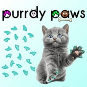 6 Month Supply - Purrdy Paws Turquoise Soft Nail Caps for Small Cats Claws - Extra Adhesives