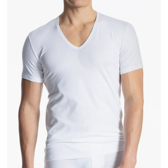 Men's Calida 14590 Cotton Code V-Neck Shirt (White L)