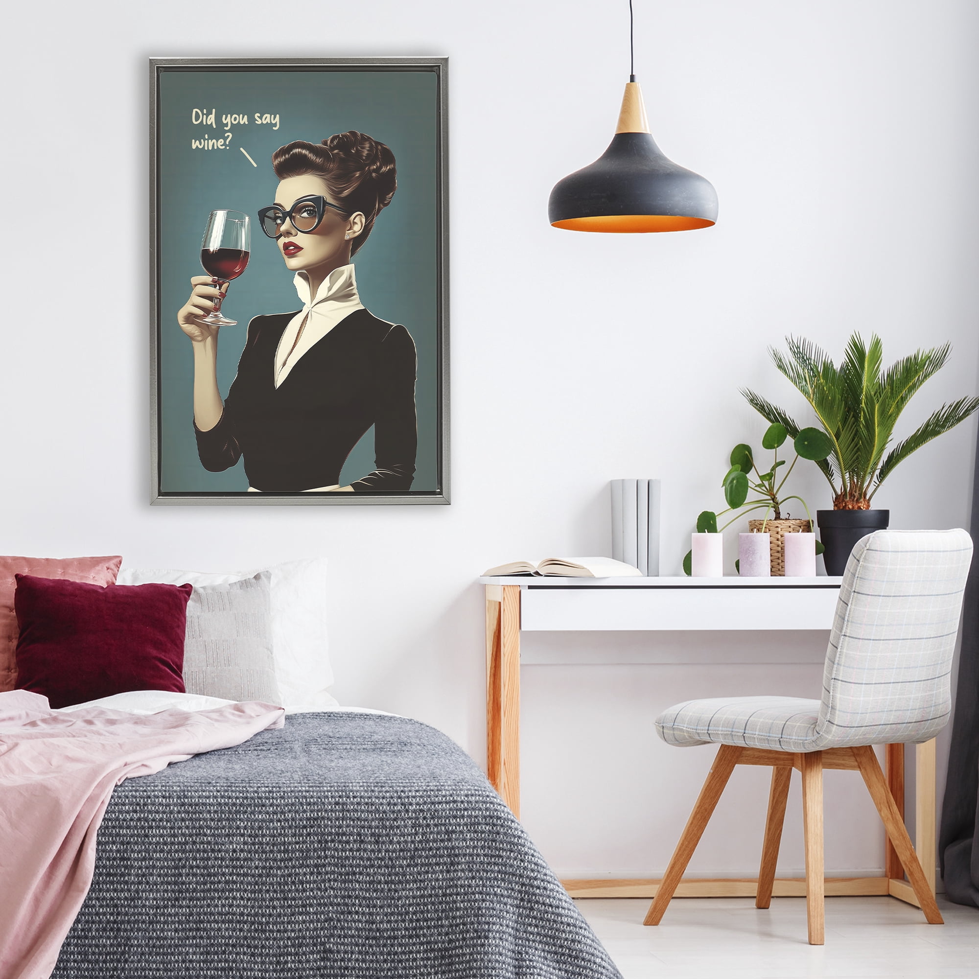 Stupell Industries Did You Say Wine Gray Framed Floater Canvas Wall Art, design by Andreas Magnusson