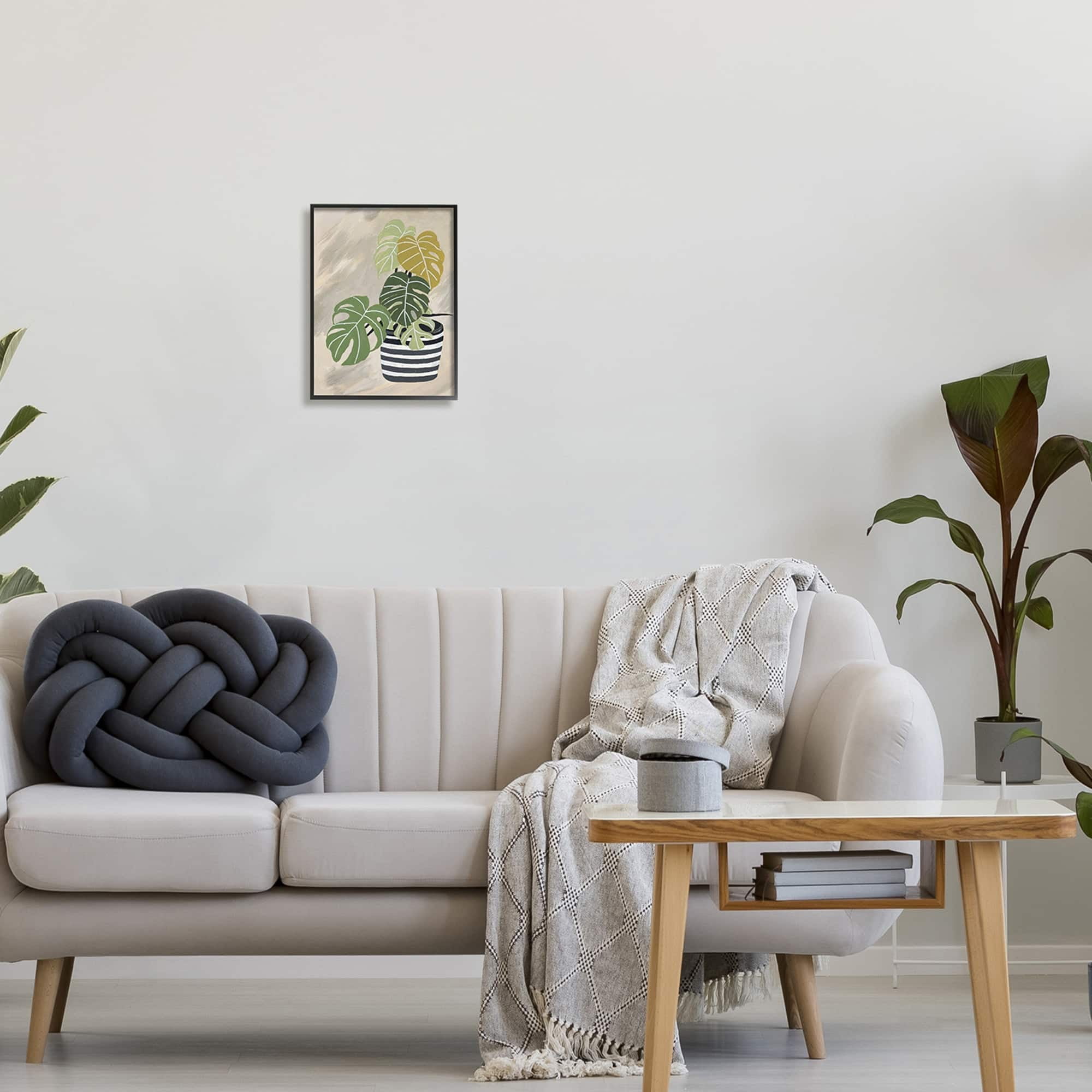 Stupell Industries Contemporary Monstera Plant Still Life Black Stripe Planter, 16 x 20, Design by Patricia Pinto