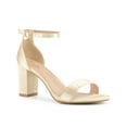 thumbnail image 1 of BLISSFUL STEP Women's Shoes Satin Chunky High Heel Ankle Strap Open Toe Sandals Champagne 7, 1 of 6