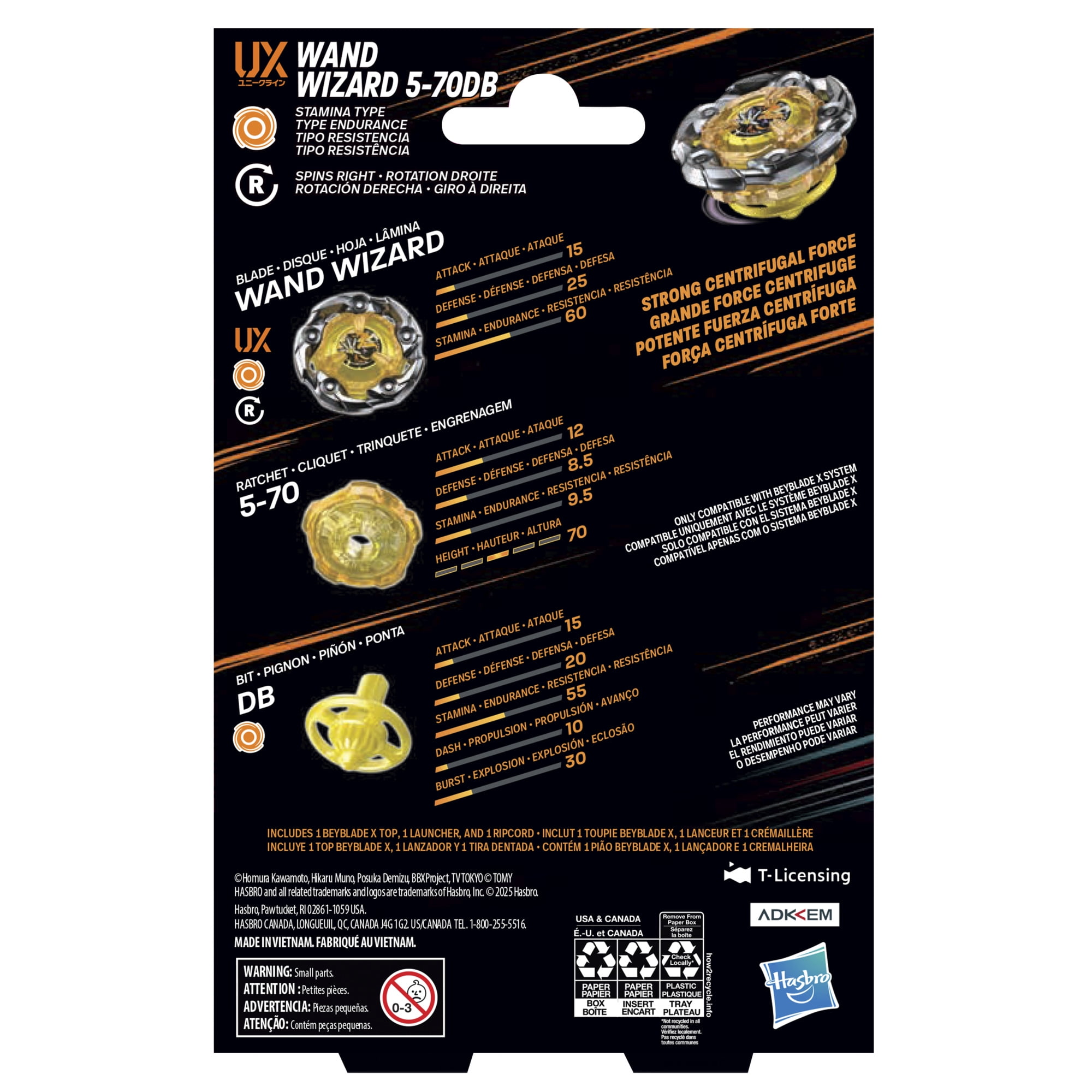 Beyblade X Wand Wizard 5-70DB UX Starter Pack Top and Launcher