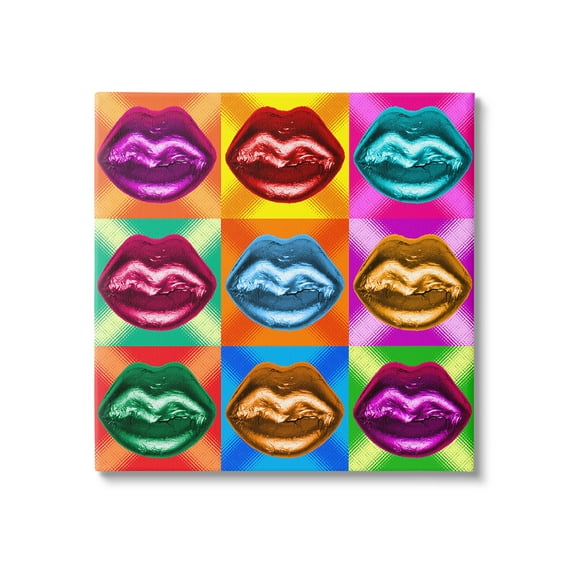 Stupell Industries Vivid Lips Abstraction Abstract Painting Gallery Wrapped Canvas Art Print Wall Art, 17 x 17