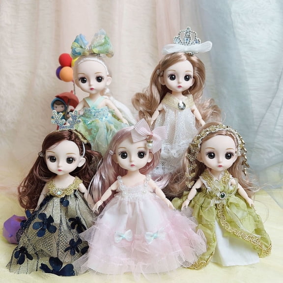 5PCS 6Inch Mini Princess Dolls Small Cute Sister Girl Dolls for Little Girl Gift