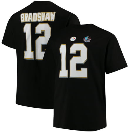 Terry Bradshaw Pittsburgh Steelers Majestic Big & Tall Hall of Fame Eligible Receiver III Name & Number T-Shirt -