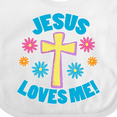 thumbnail image 4 of Inktastic Easter Jesus Loves Me with Cross and Flowers Boys or Girls Baby Bib, 4 of 4