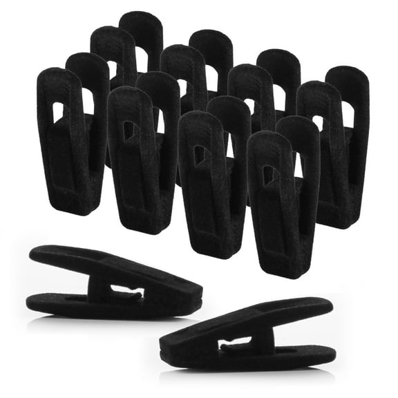 CLOSET ACCESSORIES, black velvet clips, Durable Non- Breaking Material, Matching Hangers of Our Brand and your existing Velvet Hanger, Suitable to Hang Many Types of Clothes, 20 Pack.